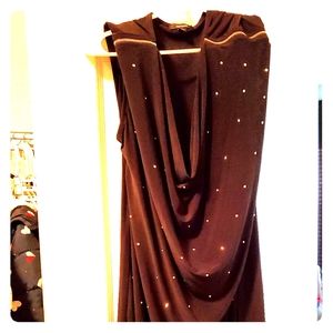 Black Scoop Neck Rhinestone Shirt